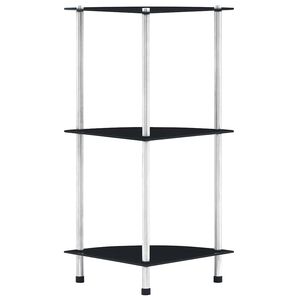 vidaXL 3 szintes fekete edzett &uuml;veg polc 30 x 30 x 67 cm