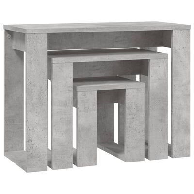 vidaXL 3 db betonszürke szerelt fa egymásba tolható asztal