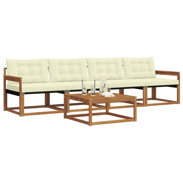 vidaXL K&uuml;lt&eacute;ri kanap&eacute; szett p&aacute;rn&aacute;val 5 pcs Term&eacute;szetes &eacute;s kr&eacute;msz&iacute;nű