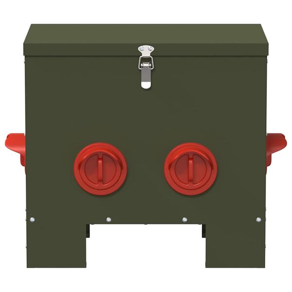 vidaXL Csirke etető Olajzöld 40,5 x 25 x 38 cm Hidegen Hengerelt Acél