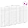 vidaXL 2 db &iacute;ves horganyzott vas gabion kos&aacute;r 400x30x220/240 cm