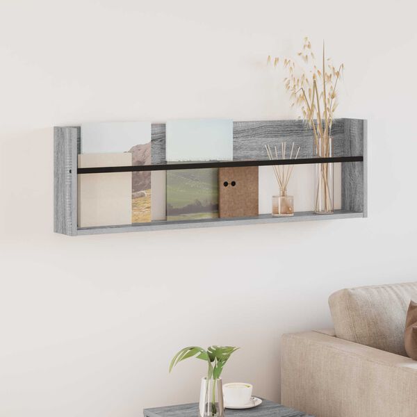 vidaXL Magazin &aacute;llv&aacute;ny Sz&uuml;rke Sonoma 100 x 12 x 30 cm Faanyag