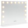vidaXL LED Smink T&uuml;k&ouml;r Feh&eacute;r 58 x 10 x 47 cm &Uuml;veg &eacute;s ac&eacute;l