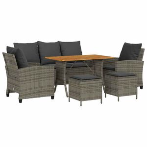 vidaXL 6 r&eacute;szes sz&uuml;rke polyrattan kerti &uuml;lőgarnit&uacute;ra p&aacute;rn&aacute;kkal