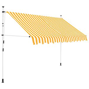 vidaXL narancss&aacute;rga-feh&eacute;r cs&iacute;kos k&eacute;zzel feltekerhető napellenző 250 cm