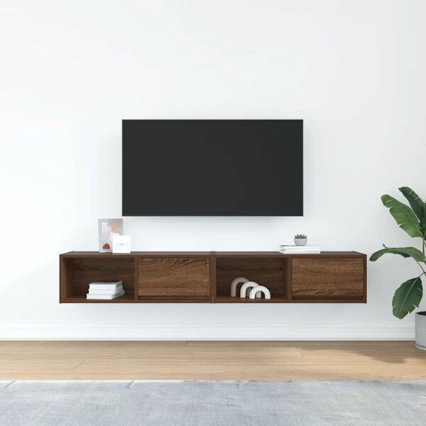 vidaXL 2 db barna t&ouml;lgy sz&iacute;nű szerelt fa TV-szekr&eacute;ny 80x31x25,5 cm