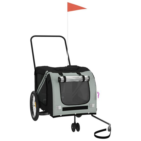 vidaXL sz&uuml;rke-fekete oxford sz&ouml;vet &eacute;s vas kis&aacute;llatsz&aacute;ll&iacute;t&oacute; ut&aacute;nfut&oacute;