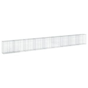vidaXL horganyzott vas gabion kos&aacute;r fed&eacute;llel 900 x 50 x 100 cm