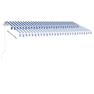 vidaXL kék-fehér kézzel kihúzható póznás napellenző 450 x 350 cm