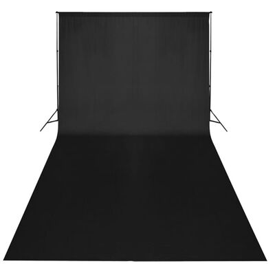 vidaXL stúdiófelszerelés 600 x 300 cm-es fekete háttérrel és lámpákkal