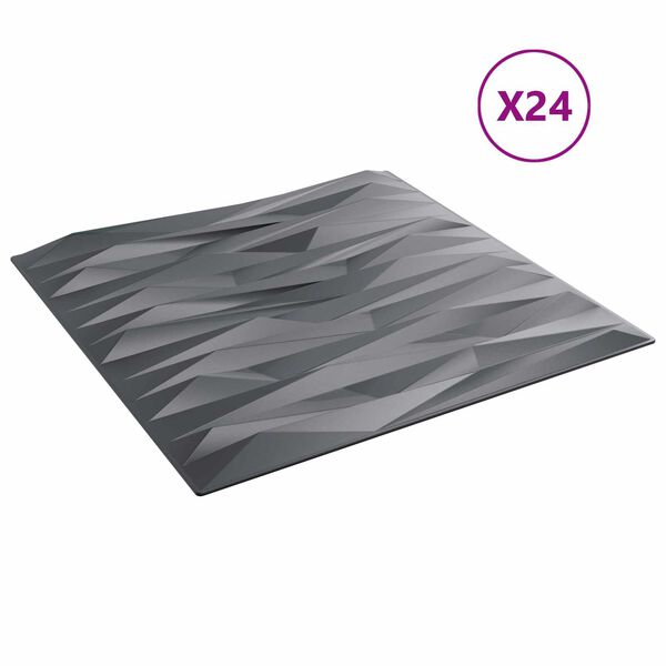 vidaXL Fali panelek 24 pcs Kősz&uuml;rke 50 x 50 cm XPS Hab