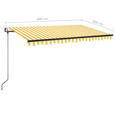 vidaXL sárga-fehér szélérzékelős és LED-es napellenző 400x350 cm