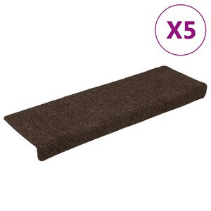 vidaXL 15 db &ouml;ntapad&oacute;s l&eacute;pcsőszőnyeg, barna, t&eacute;glalap alak&uacute; sz&eacute;llel, 65 x 21 x 4 cm