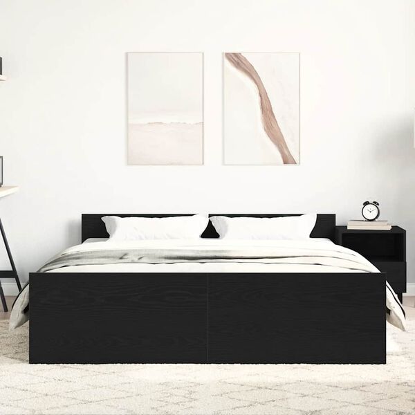 vidaXL fekete tölgy színű szerelt fa ágykeret matrac nélkül 160x200 cm