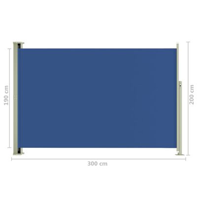 vidaXL kék behúzható oldalsó terasznapellenző 200 x 300 cm