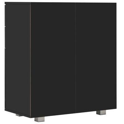 vidaXL magasfényű fekete forgácslap tálalószekrény 71x35x80 cm