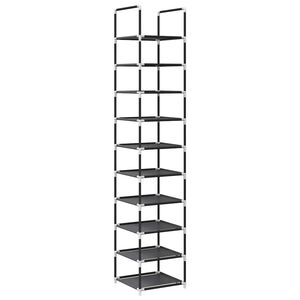 vidaXL fekete nem szőtt sz&ouml;vetből cipő&aacute;llv&aacute;ny 10 szintes 33x33x174 cm