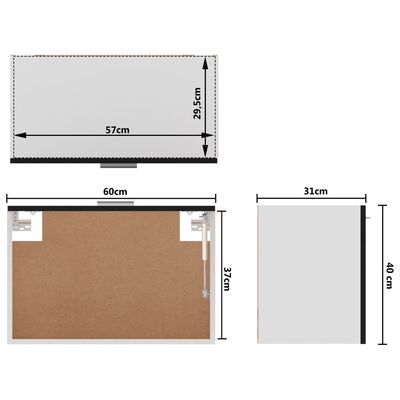 vidaXL fekete forgácslap függő szekrény 60 x 31 x 40 cm