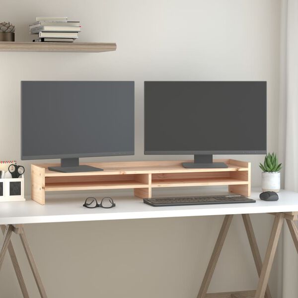 vidaXL tömör fenyőfa monitorállvány 100x24x16 cm