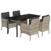 vidaXL 5r&eacute;szes vil&aacute;gossz&uuml;rke polyrattan kerti &eacute;tkezőgarnit&uacute;ra p&aacute;rn&aacute;val