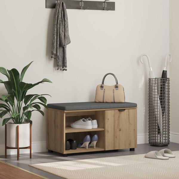 vidaXL Előt&eacute;r pad p&aacute;rn&aacute;val Egysz&iacute;nű Artisan t&ouml;lgy 80 x 38 x 46 cm