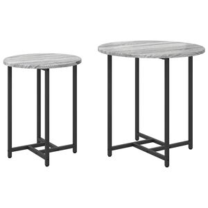 vidaXL Kisasztal k&eacute;szlet 2 db Sz&uuml;rke Sonoma &eacute;s Fekete 50 x 50 x 50 cm