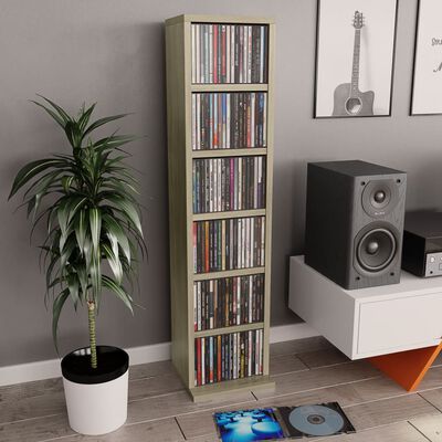vidaXL sonoma-tölgy színű szerelt fa CD-szekrény 21 x 20 x 88 cm