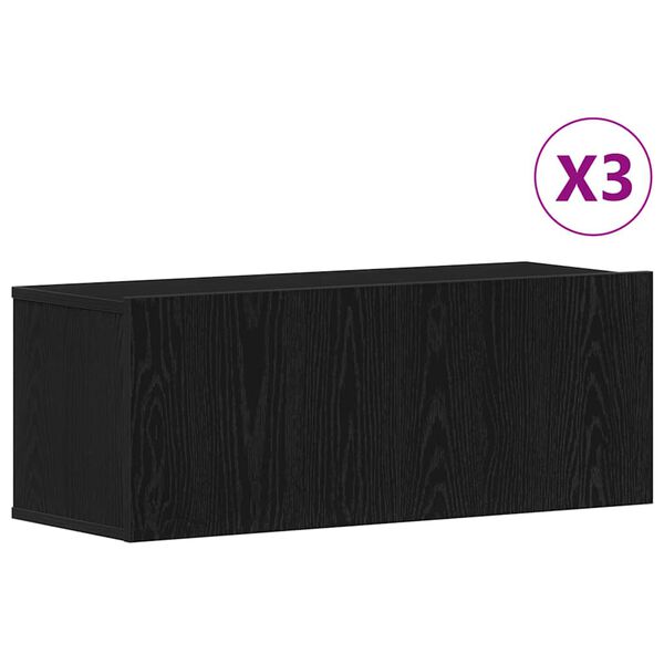 vidaXL TV szekr&eacute;ny garnit&uacute;ra 3 pcs Fekete t&ouml;lgy 80 x 30 x 30 cm