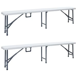vidaXL 2 db feh&eacute;r &ouml;sszecsukhat&oacute; HDPE kerti pad 180 cm