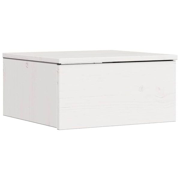 vidaXL &Eacute;jjeli asztal fi&oacute;kkal Feh&eacute;r 37 x 35 x 18,5 cm T&ouml;m&ouml;r fenyőfa