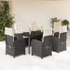 vidaXL 7 r&eacute;szes fekete polyrattan kerti &eacute;tkezőgarnit&uacute;ra p&aacute;rn&aacute;val