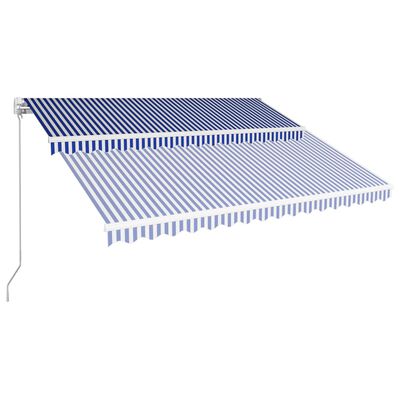 vidaXL kék és fehér kézzel kihúzható napellenző 450 x 300 cm