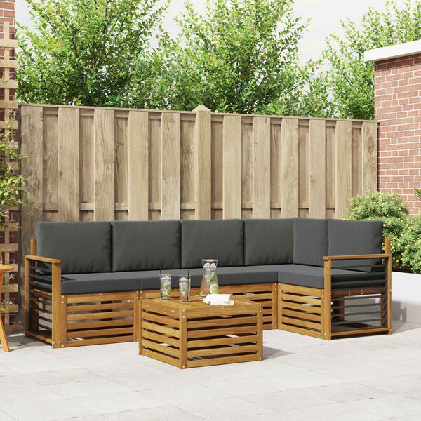 vidaXL &Uuml;lőgarnit&uacute;r&aacute;k 6 pcs Term&eacute;szetes &eacute;s antracit T&ouml;m&ouml;r Ak&aacute;cfa