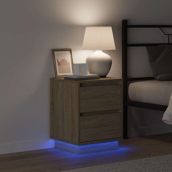 vidaXL &Eacute;jjeliszekr&eacute;ny fi&oacute;kkal Sonoma t&ouml;lgy 39 x 34,5 x 50 cm Faanyag