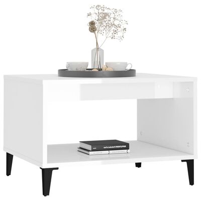 vidaXL magasfényű fehér szerelt fa dohányzóasztal 60x50x40 cm