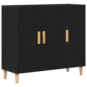 vidaXL Sz&eacute;f Fekete t&ouml;lgy 90 x 34 x 80 cm Faanyag