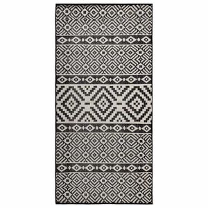 vidaXL fekete cs&iacute;kos lapos sz&ouml;v&eacute;sű k&uuml;lt&eacute;ri szőnyeg 80 x 150 cm