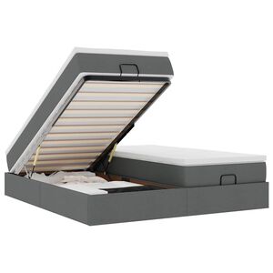 vidaXL Ottom&aacute;n &aacute;gykeret matracokkal S&ouml;t&eacute;t sz&uuml;rke 200x200cm sz&ouml;vet