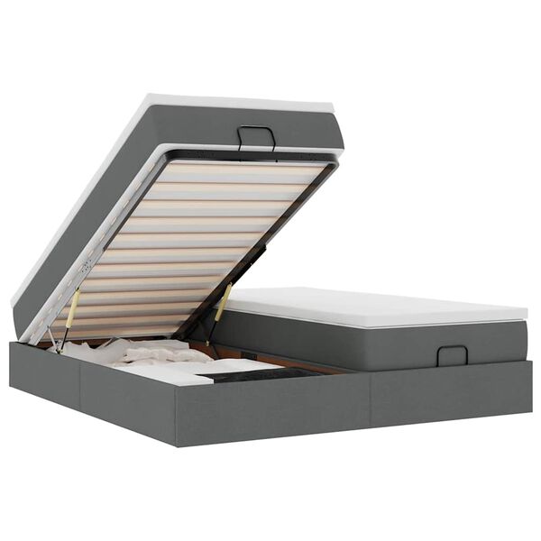 vidaXL Ottom&aacute;n &aacute;gykeret matracokkal S&ouml;t&eacute;t sz&uuml;rke 200x200cm sz&ouml;vet