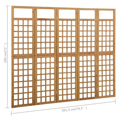 vidaXL 5 paneles tömör fenyőfa térelválasztó/lugasrács 201,5 x 180 cm