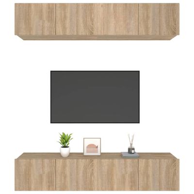vidaXL 4 db sonoma-tölgy színű szerelt fa TV-szekrény 80 x 30 x 30 cm