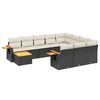 vidaXL 11 r&eacute;szes fekete polyrattan kerti &uuml;lőgarnit&uacute;ra p&aacute;rn&aacute;kkal