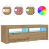 vidaXL 2 db k&eacute;zműves t&ouml;lgy sz&iacute;nű &eacute;jjeliszekr&eacute;ny LED-del 60 x 35 x 40cm