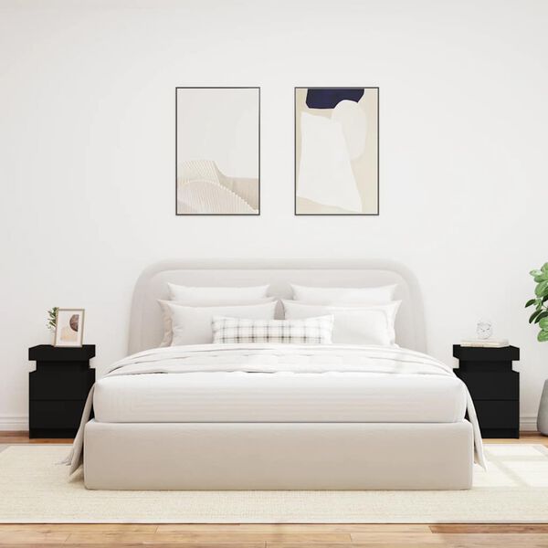 vidaXL 2 db fekete &eacute;jjeliszekr&eacute;ny LED-vil&aacute;g&iacute;t&aacute;ssal 35 x 39 x 55 cm