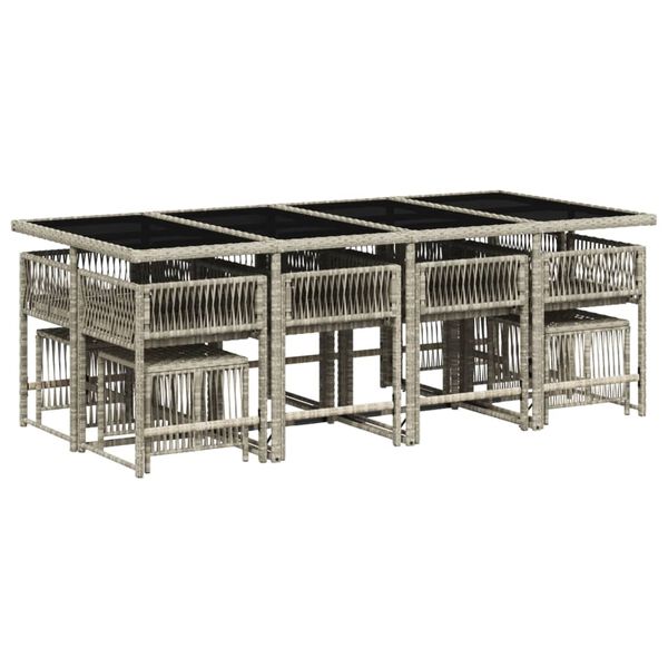 vidaXL 13 r&eacute;szes sz&uuml;rke polyrattan kerti &eacute;tkezőgarnit&uacute;ra p&aacute;rn&aacute;kkal