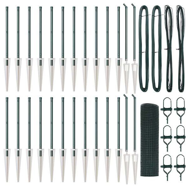 vidaXL Ker&iacute;t&eacute;soszlop Z&ouml;ld 50 x 0,5 m (12 x 12 mm h&aacute;l&oacute;) Ac&eacute;l &eacute;s PVC