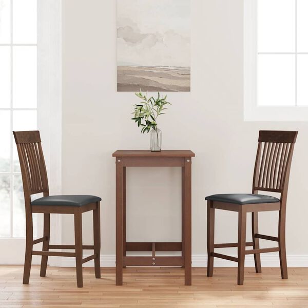 vidaXL 2 db barna tömörfa gumiból bárszékek párnákkal