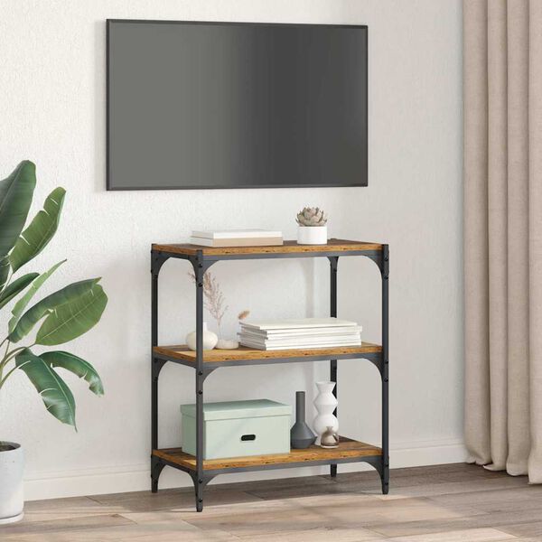 vidaXL K&ouml;nyvespolc R&eacute;gi fa 60 x 33 x 70,5 cm Műszaki fa &eacute;s vas