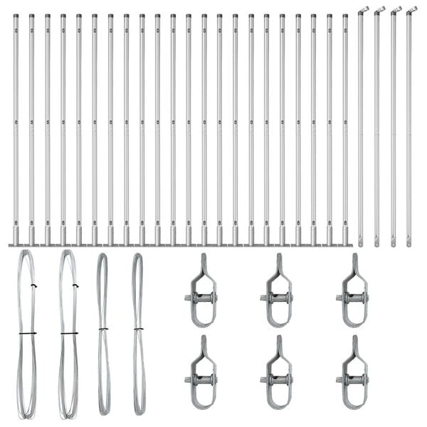 vidaXL Kerítésoszlop Egyéb 26 pcs Szürke 3,2 x 3,2 x 68,5 cm Acél