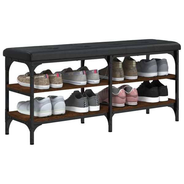 vidaXL barna t&ouml;lgy sz&iacute;nű szerelt fa cipőt&aacute;rol&oacute; pad 102 x 32 x 47 cm